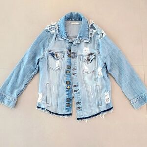 Acquaverde Girls Distressed Denim Jacket